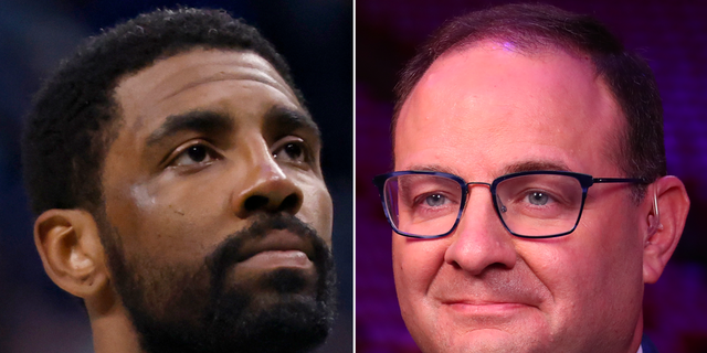 Kyrie Irving and Adrian Wojnarowski side by side