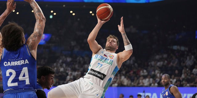 Luka Doncic fades away