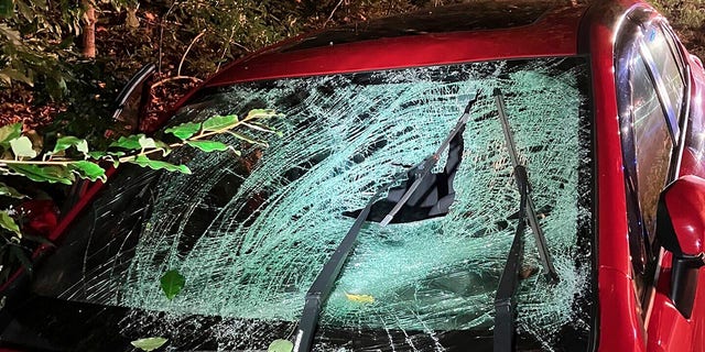 Windshield of car police say struck troopers in Maine