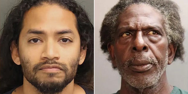 Side by side booking photos of stone faced men.