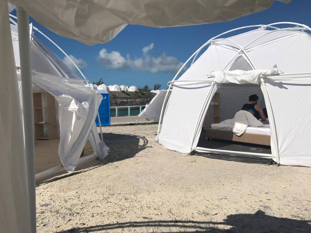 General Views from the Disastrous Fyre Festival in Bahamas is a major Fail and canceled as guests who paid ÃÂ£10,000 for a trashy unfinished site and canceled performances. This was a far cry from coachella,as people arrived to findto their dissapointment half-built tents, rat droppings, stray dogs wandering around the festival site. Scenic mountains of trash also was included. To make matters worse many people were also stranded Exuma International Airport after opting to return home having seen the incomplete trashy festival site.
