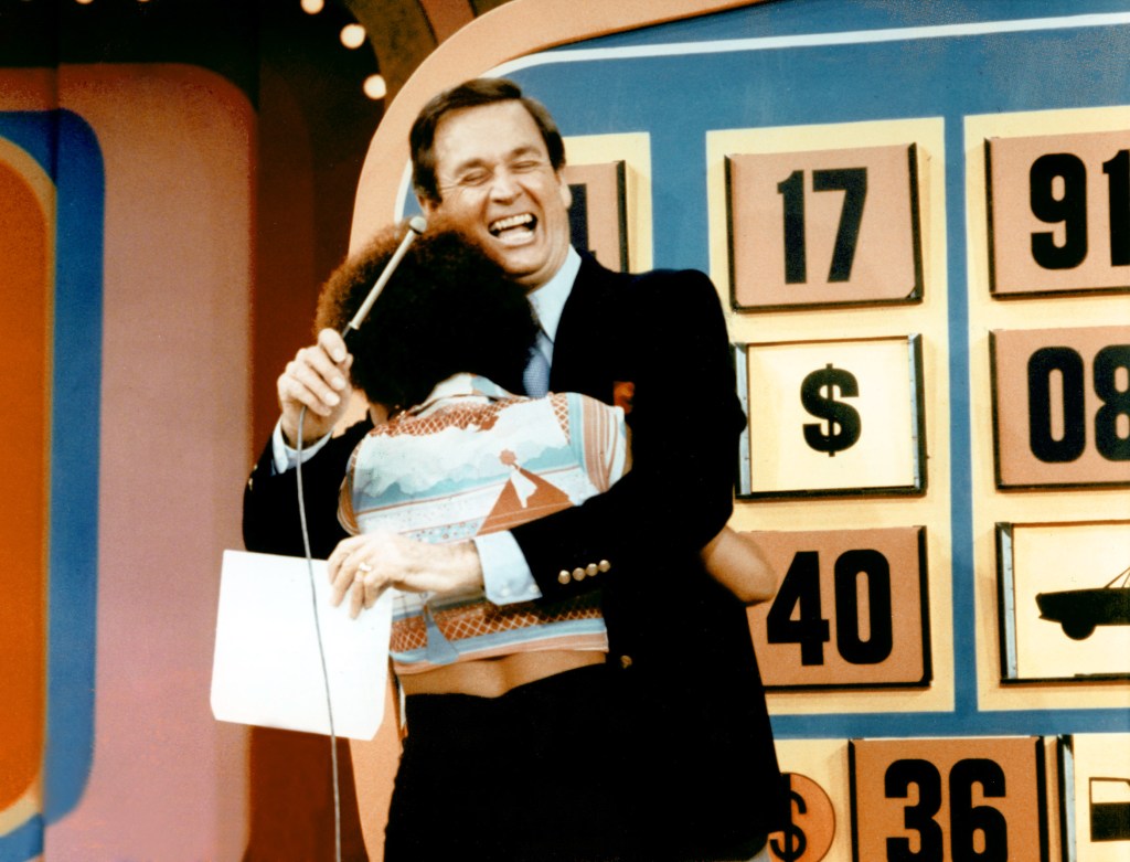 Bob Barker and a "Price Is Right" contestant, circa the 1970s.