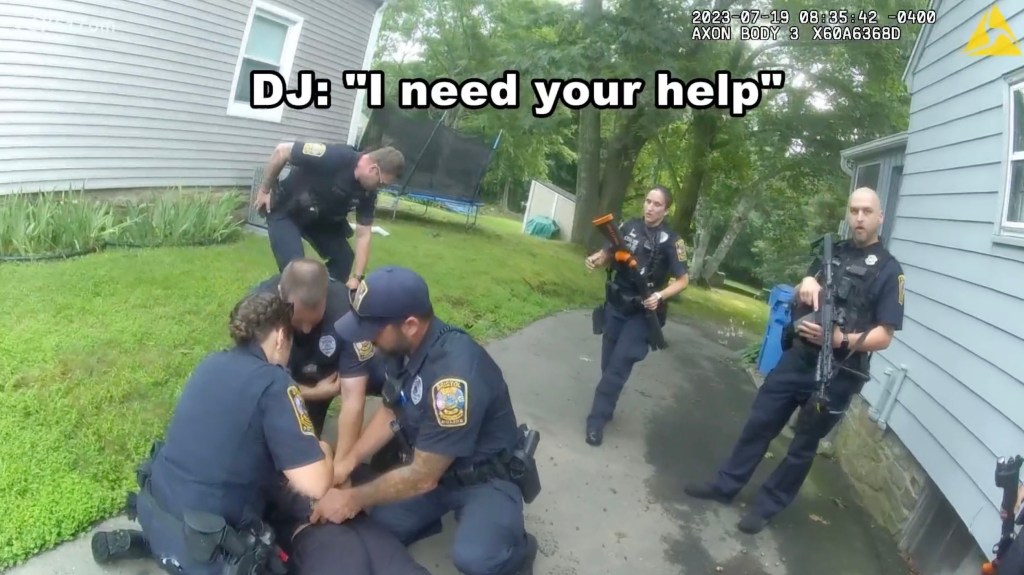 footage shows D.J. being subdued by police  July 19.