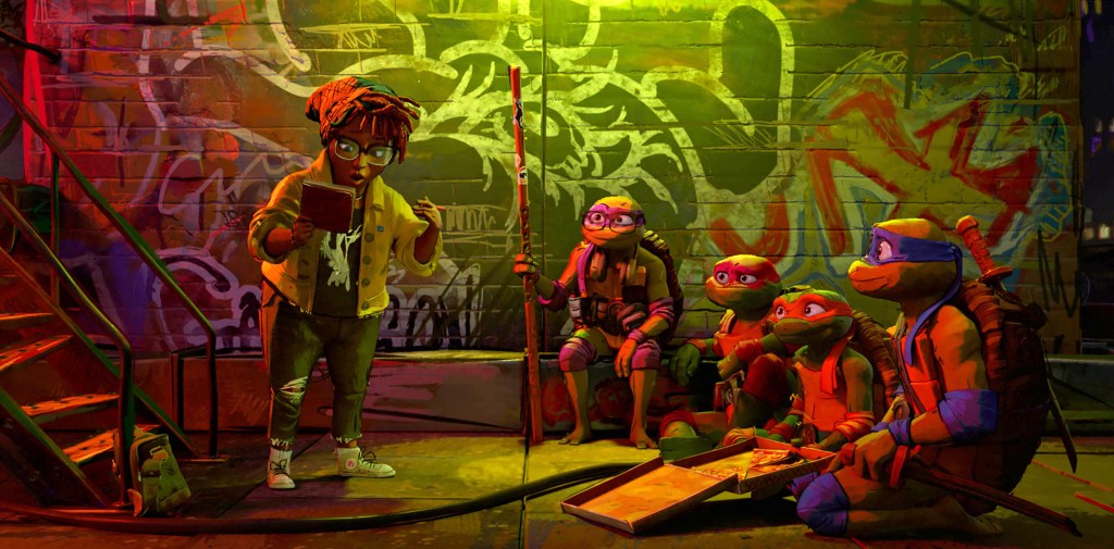 A scene from "Teenage Mutant Ninja Turtles: Mutant Mayhem."