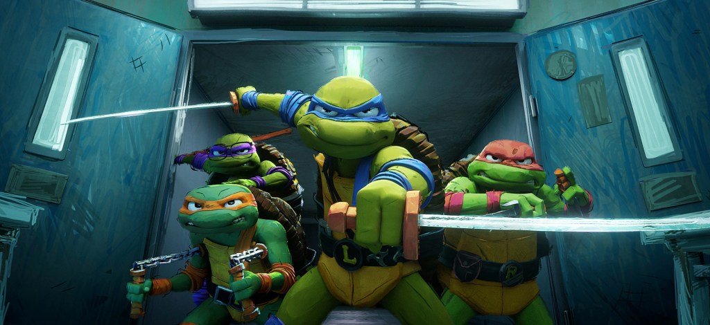 A scene from "Teenage Mutant Ninja Turtles: Mutant Mayhem."