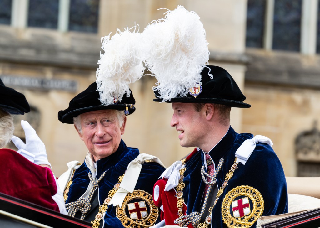 Photo of Prince William and King Charles in uniform together. 