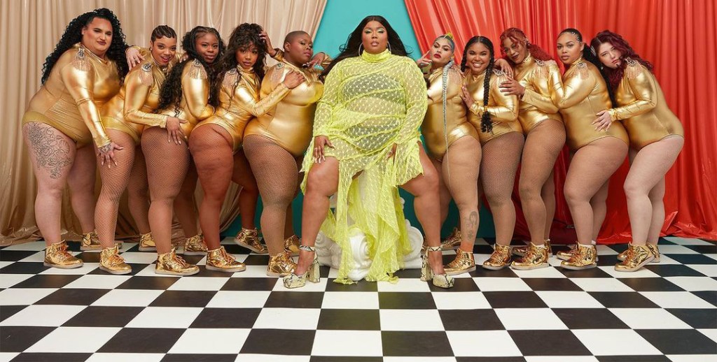 Lizzo, center, with her dancers.