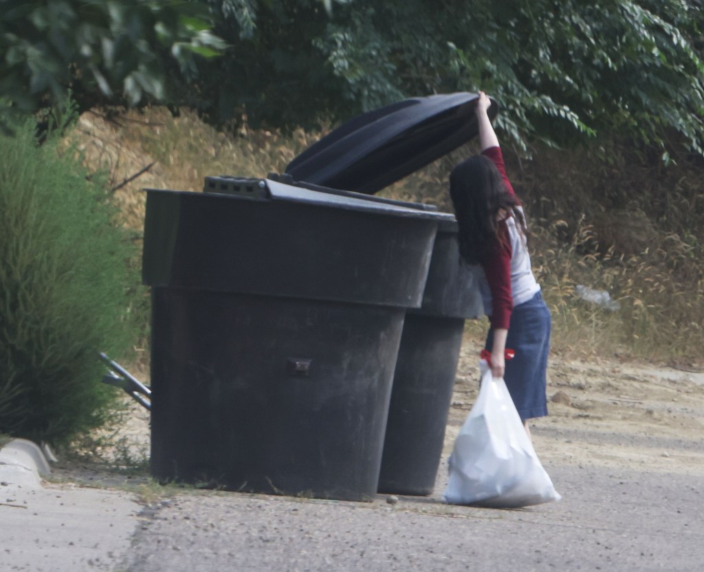 Alicia Navarro is seen near a trash can in Montana on Thursday.
