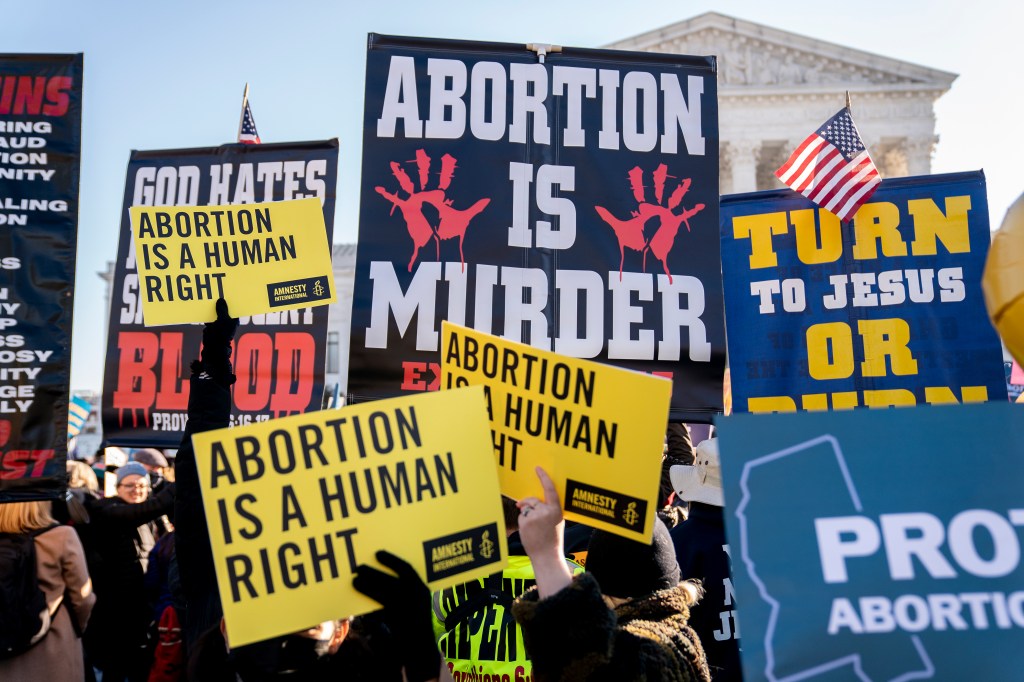 Abortion protestors outside the Supreme Court.