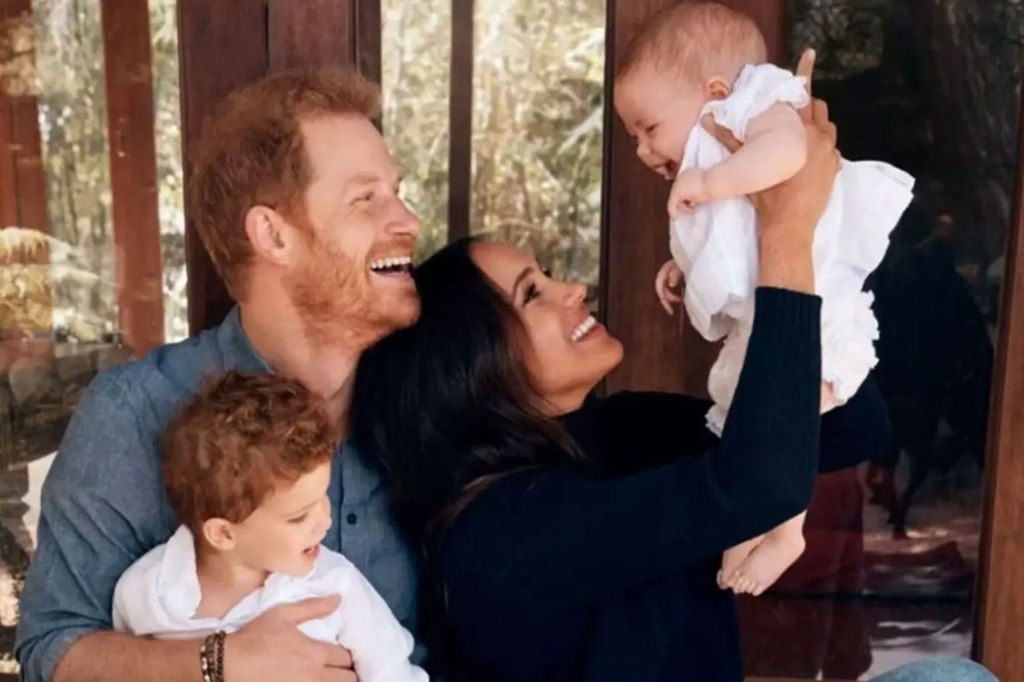 Meghan Markle with Prince Harry and their two young children. 