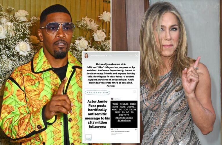 Jennifer Aniston fires back after appearing to ‘like’ Jamie Foxx’s ‘horrifically antisemitic’ Instagram post