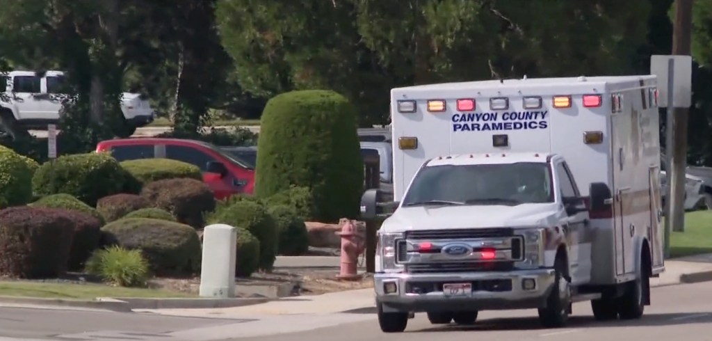 A Canyon County Paramdeics ambulance driving.