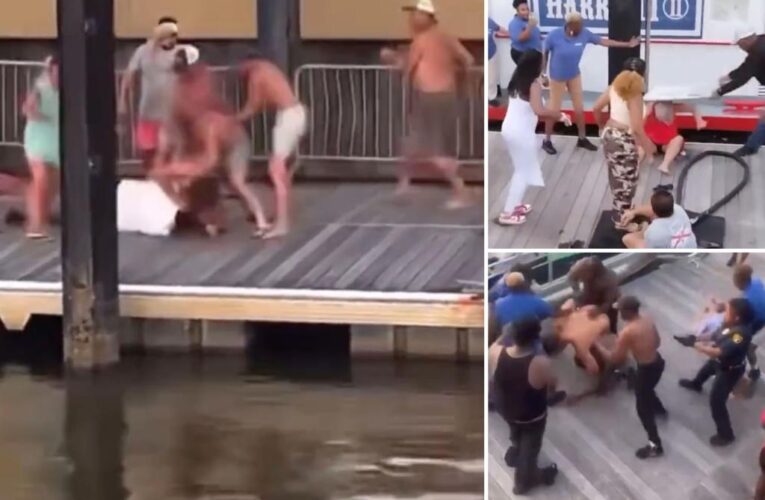 Wild brawl breaks out on Alabama dock in caught-on-video mayhem