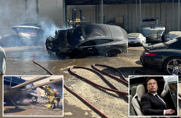 Firefighters troll Elon Musk after Tesla bursts into flames
