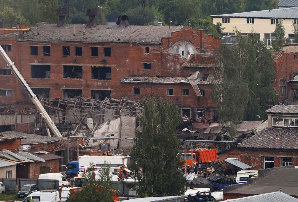 The Zagorsk Optical-Mechanical Plant in Sergiev Posad seen after the blast