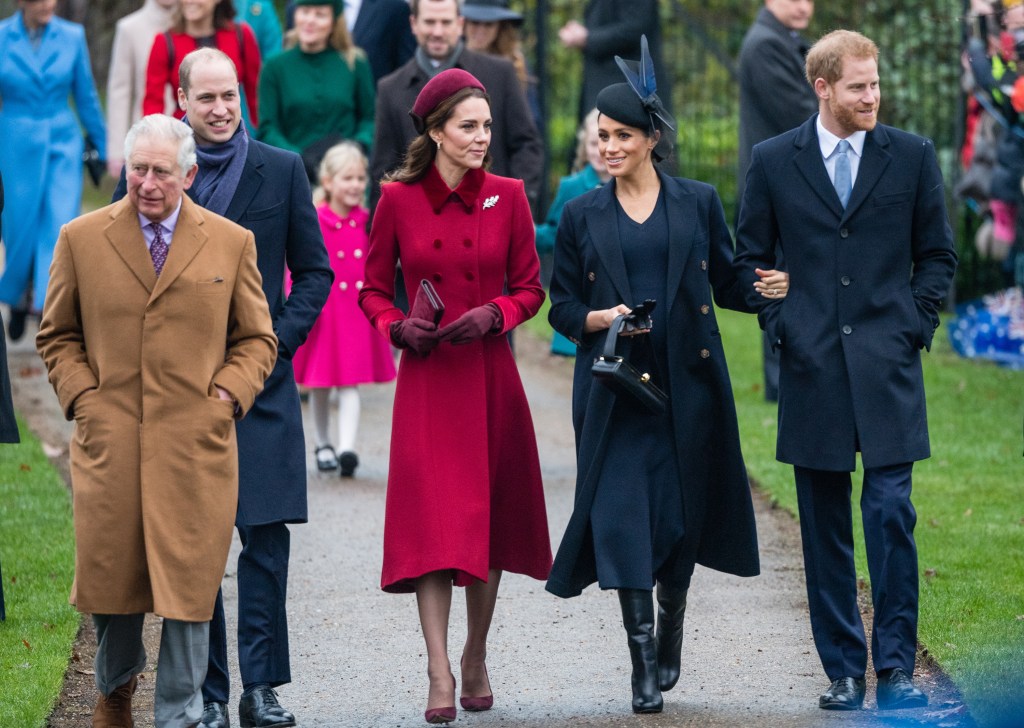 Photo of King Charles, Prince William, Kate Middleton, Meghan Markle and Prince Harry. 