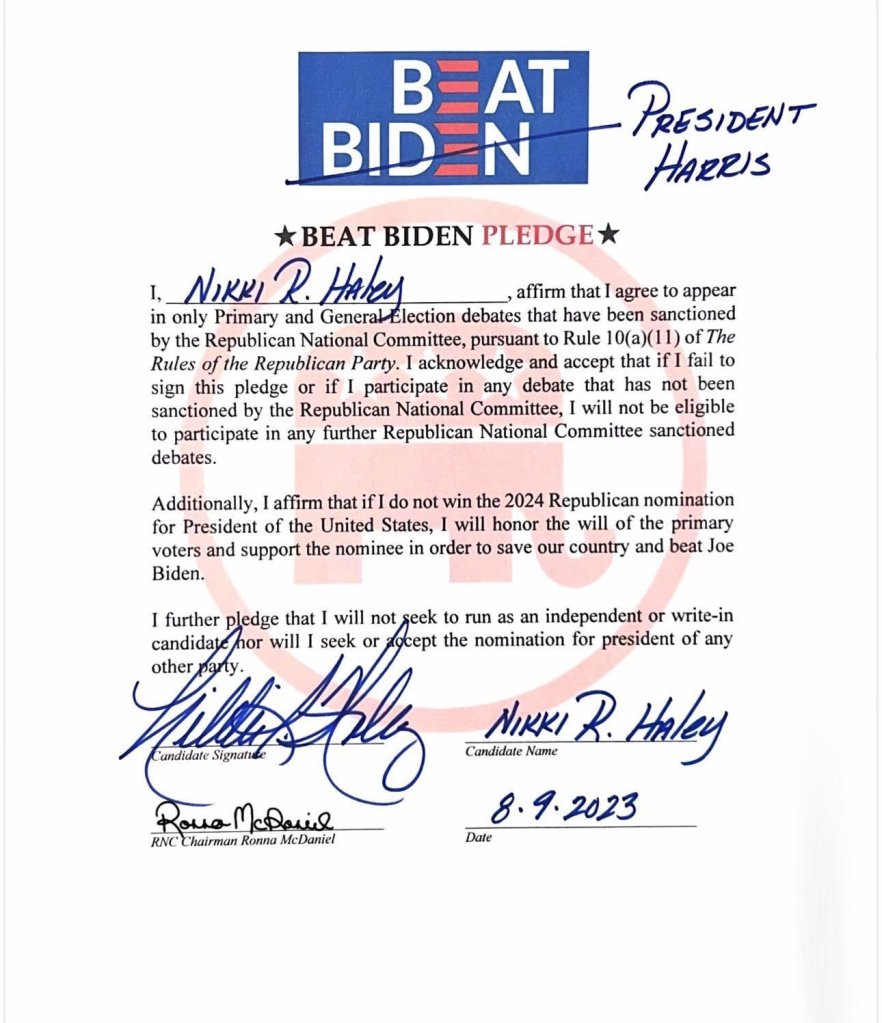 Nikki Haley's Republican National Committee pledge
