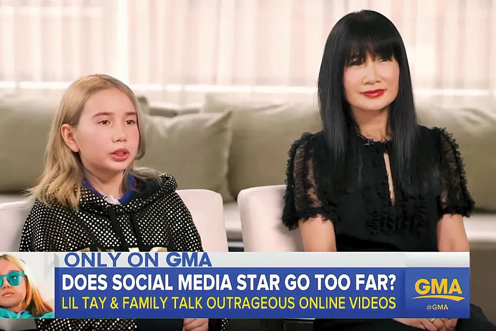 Lil Tay and her mom, Angela Tian, on "Good Morning America."