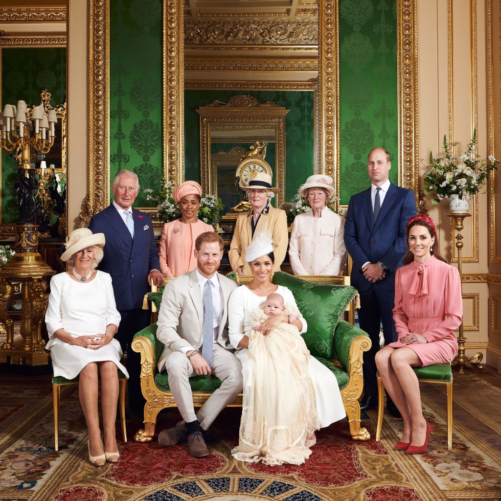 Photo of the royal family at Prince Archie's christening. 