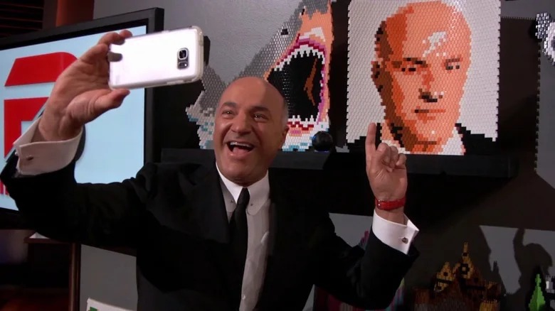 Kevin O'Leary took a selfie in front of a Pinblock version of himself