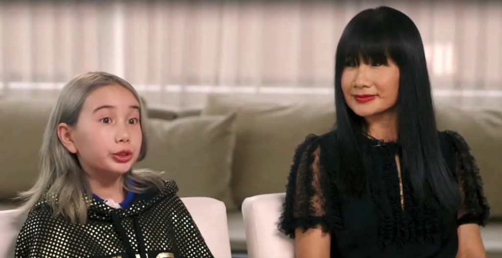 Lil Tay,14, and her mother Angie, interviewed on Good Morning America in 2018.