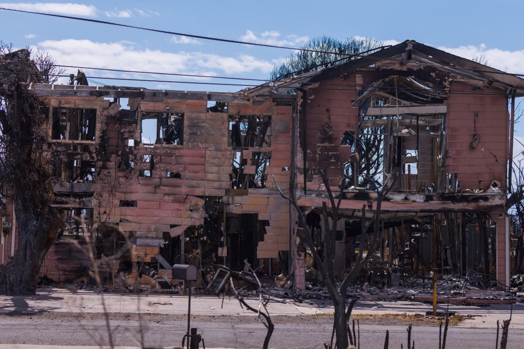Some brick structures in the resort city couldn't withstand the flames and buckled. 
