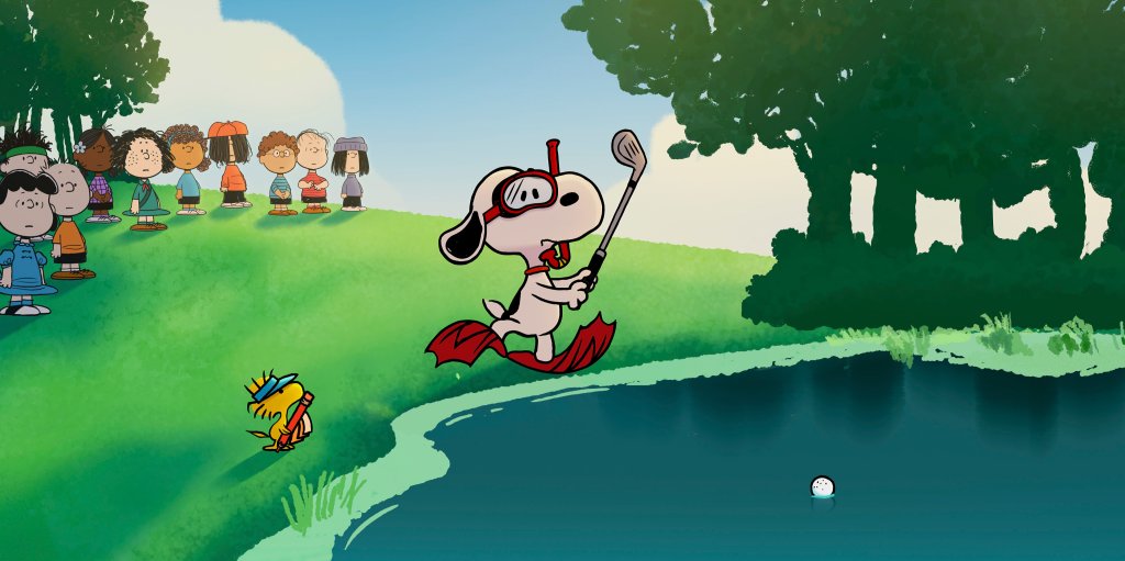 Snoopy golfing. 