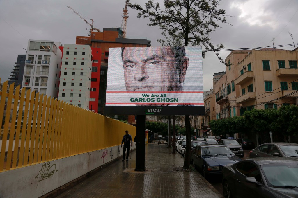 A Carlos Ghosn sign in Lebanon