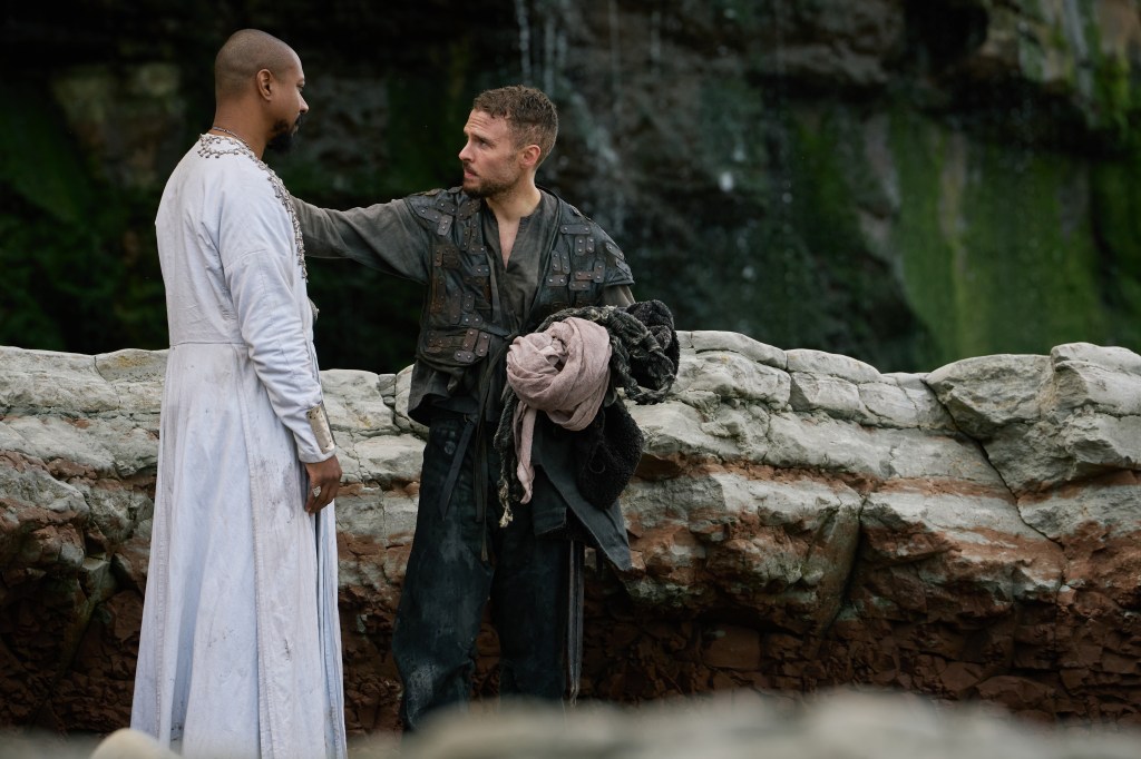 Arthur (Iain De Caestecker) and Merlin (Nathaniel Martello-White) reunite for a chat after Arthur's banishment. 