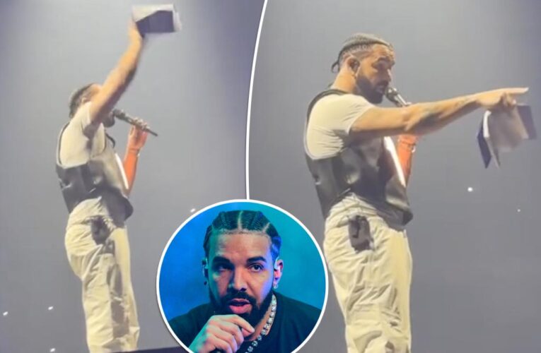 Drake catches his own book after fan throws it at him