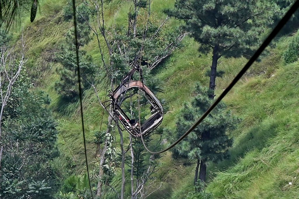 Broken cable car