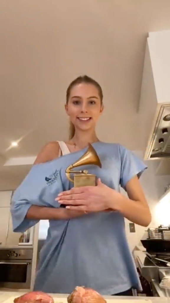 "I thought I would do this since I’m already grounded because my parents’ biggest rule is, like, I’m not allowed to have any public social media accounts. Here’s why,” continued Coppola while holding her father's — Phoenix lead singer Thomas Mars — 2010 Grammy award. 