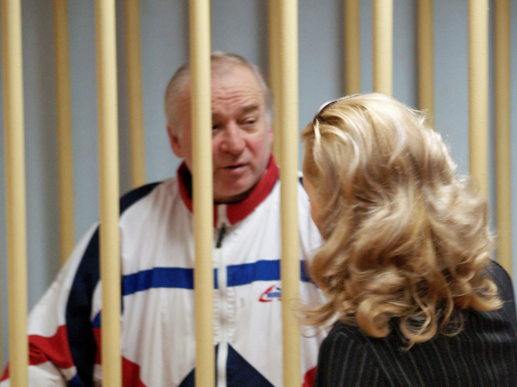 Sergei Skripal, a former colonel of Russia's GRU military intelligence service, looks on inside the defendants' cage as he attends a hearing at the Moscow military district court, Russia August 9, 2006