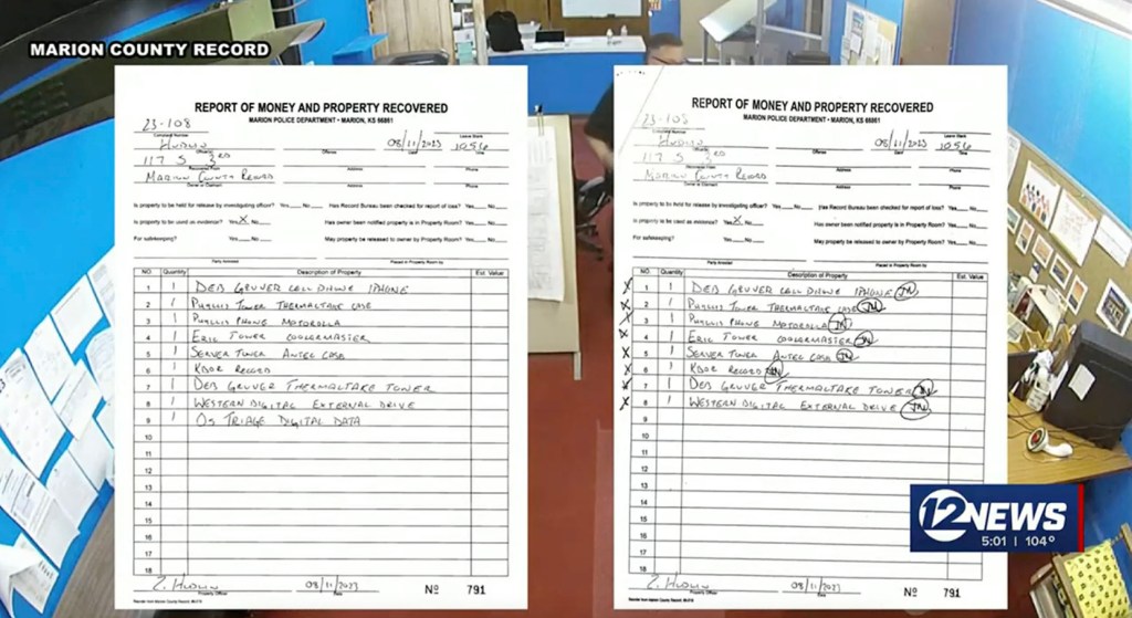 Two inventory lists side-by-side.