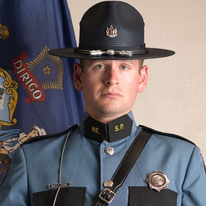 Maine Trooper Dakota Stewart suffered from broken bones.