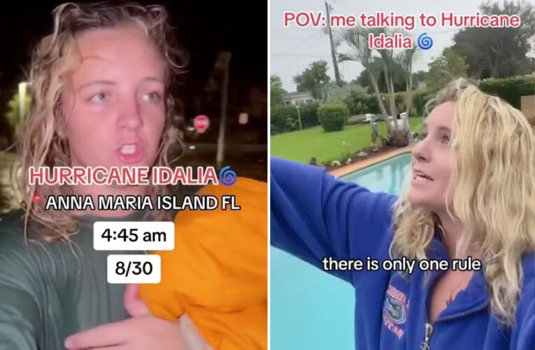 Woman swims through Idalia-flooded Florida caught on video