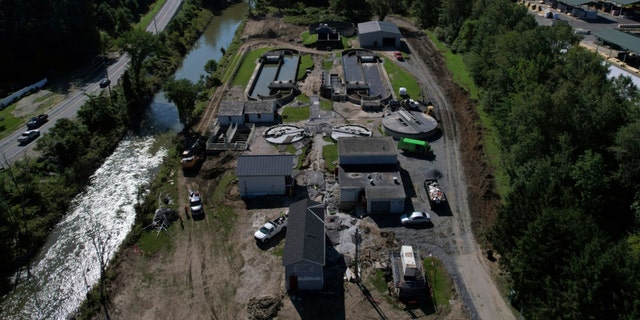 A damaged wastewater treatment plant in Vermont