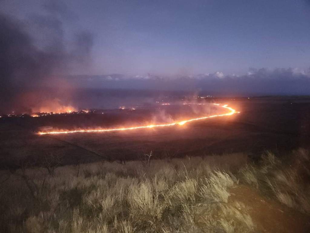 A circle of flame engulfs Lahania on Aug. 12, 2023.