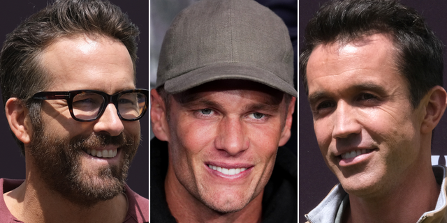 Ryan Reynolds, Tom Brady and Rob McElhenney side by side