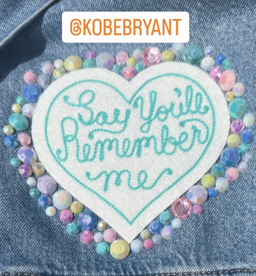 The jacket also had a patch with lyrics from her 2014 hit "Wildest Dreams." 