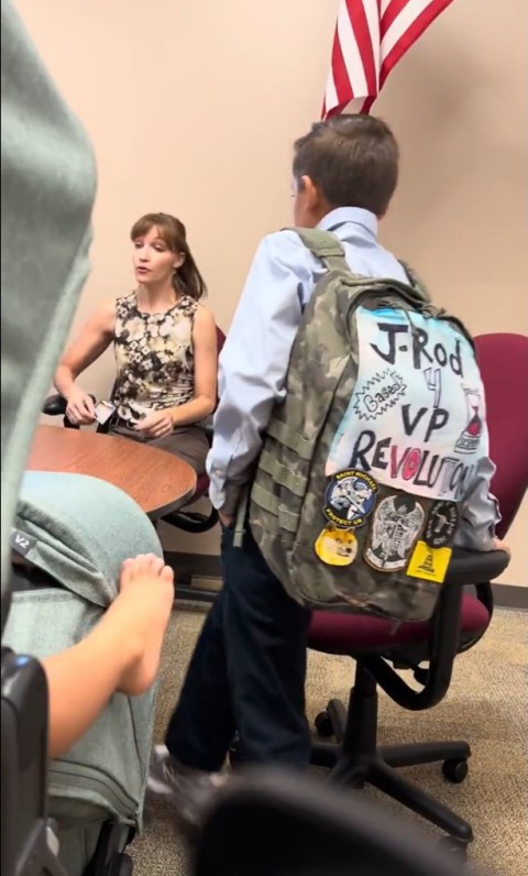 The school said the seventh-grader had other patches depicting semi-automatic weapons that violated their dress code policy.