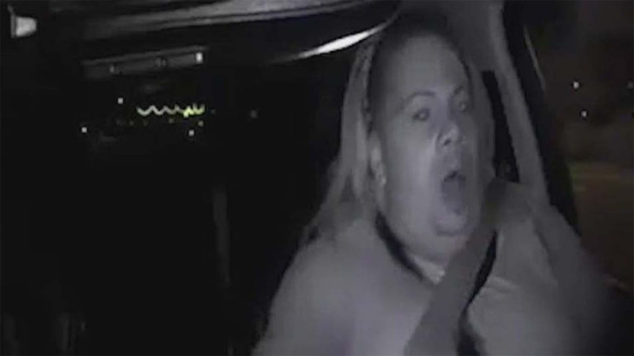 The driver reacting to seeing the victim in front of her car 