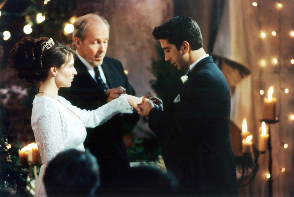 Helen Baxendale as Emily Waltham marries Ross in Season 5 of "Friends."