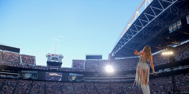 Taylor Swift on stage in Seattle