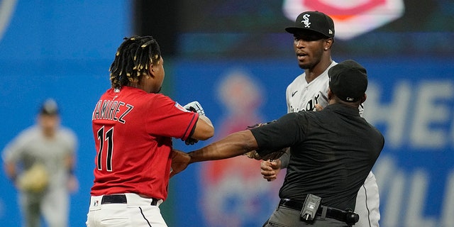 Tim Anderson stares down Jose Ramirez