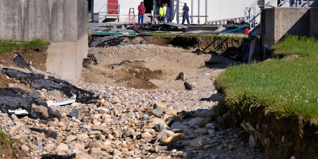 Eroded land at a Vermont wastewater treatment plant