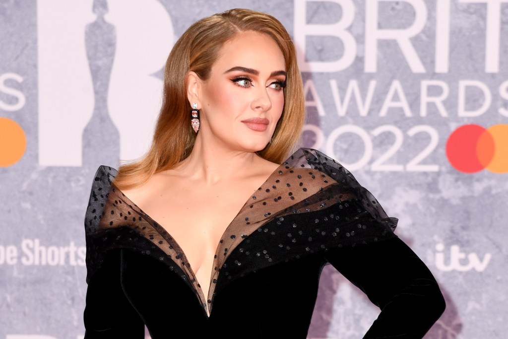 LONDON, ENGLAND - FEBRUARY 08: (EDITORIAL USE ONLY) Adele attends The BRIT Awards 2022 at The O2 Arena on February 08, 2022 in London, England. (Photo by Gareth Cattermole/Getty Images)