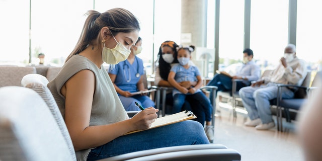 Busy hospital waiting room