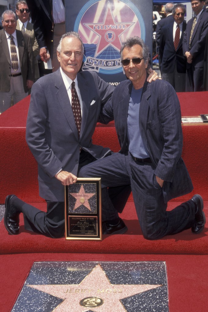 Musicians Jerry Moss and Herb Alpert attend the Walk of Fame Ceremony honoring Herb Alpert on May 7, 1999. 