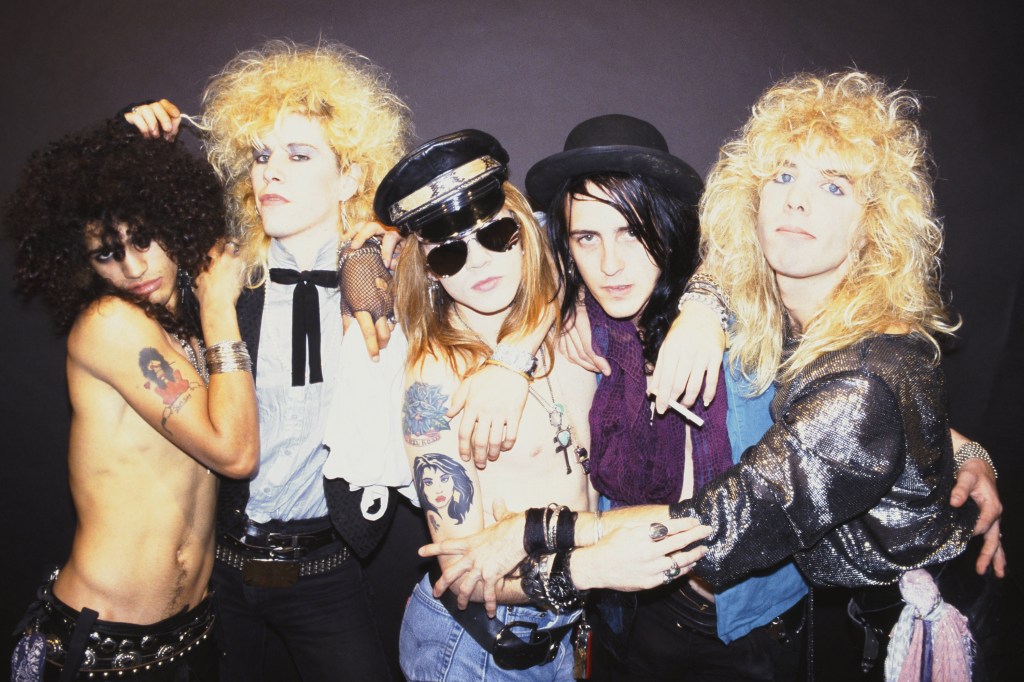 Slash, Duff McKagan, Axl Rose, Izzy Stradlin and Steven Adler of the rock group 'Guns n' Roses'